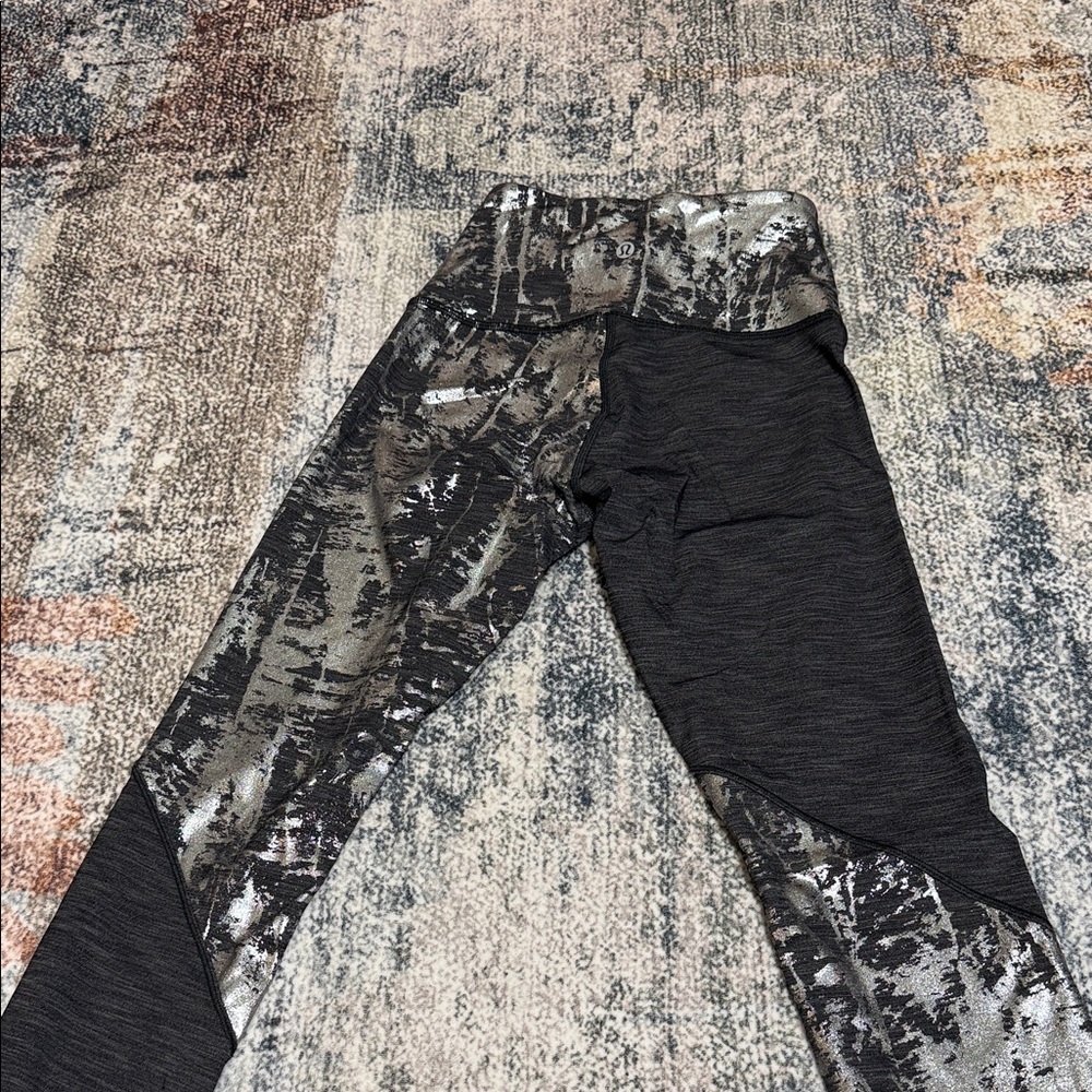 Lululemon Patterned Black & Gray Athletic Leggings - Picture 2 of 4